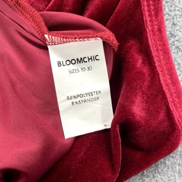 Bloomchic Dress Women Plus 1X 14 16 Red Velvet Bodycon Stretch Adjustable straps - Picture 10 of 13